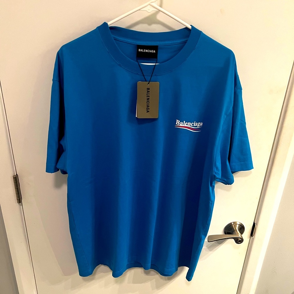 Balenciaga Political Campaign T-shirt Heather Blue Red size Large
